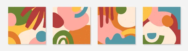 Conjunto Ilustraciones Vectoriales Abstractas Con Diversas Formas Orgánicas Dibujadas Mano — Vector de stock