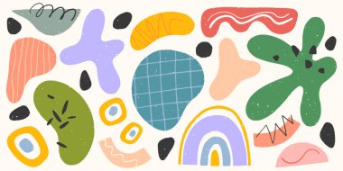 Vektör siyah ve beyaz el çeşitli organik şekiller, karalamalar ve dokular çizdi. Moda çağdaş tasarım baskılar, el ilanları, afişler, masal tasarımı, kapaklar ve daha fazlası için mükemmeldi..