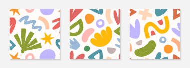 Çocuksu, soyut, pürüzsüz desenler. Renkli el çizimleri, çizgiler, karalamalar ve elementler. Parmak izleri, el ilanları, afişler, kumaşlar, davetiyeler, markalar, kapaklar ve daha fazlası için vektör modu tasarımı..