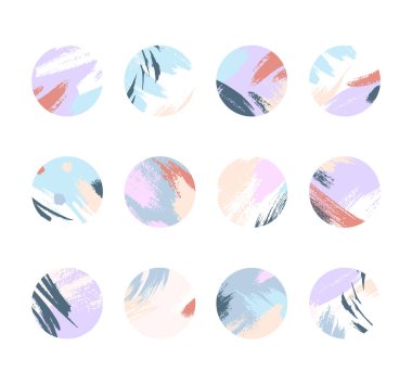 Bundle of insta highlights in soft pastel colors.Modern vector templates