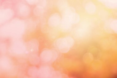 Soyut bulanık turuncu renk ve arkaplan şeftalisi, Görüntü festivali ışıkları açık hava ve pembe baloncuk odaklı desen dekorasyonu.