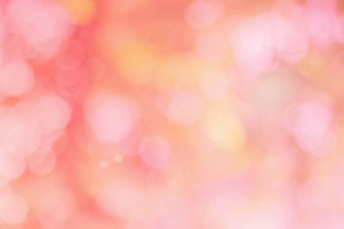 Soyut bulanık turuncu renk ve arkaplan şeftalisi, Görüntü festivali ışıkları açık hava ve pembe baloncuk odaklı desen dekorasyonu.