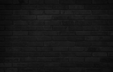 Soyut koyu tuğla duvar dokusu arka plan deseni, duvar tuğlası yüzey dokusu. Siyah renge boyanmış tuğla, eski temiz beton şebeke düzensiz, ev ya da ofis tasarımı arkaplan dekorasyonu.