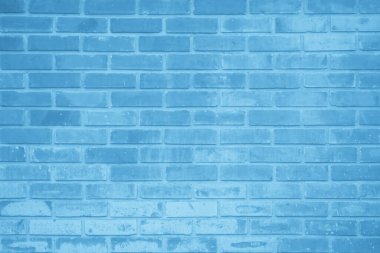 Tuğla duvar mavi boyayla boyanmış. Pastel, sakin, ton, arka plan. Tuğla ve taş işçiliği döşeme döşeme eski kaya deseni temiz beton ızgara düz olmayan tuğla dizayn arkaplan.