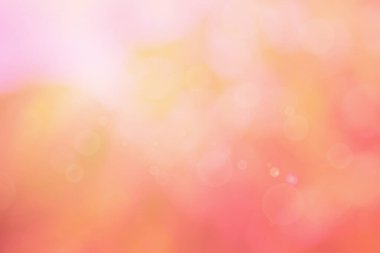 Soyut bulanık turuncu renk ve arkaplan şeftalisi, Görüntü festivali ışıkları açık hava ve pembe baloncuk odaklı desen dekorasyonu.