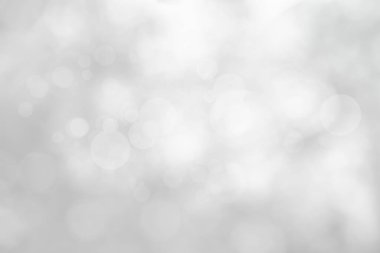 Arkaplan için soyut bulanık gri renk, Görüntü festivali ışıkları açık hava kutlaması ve kazanan için zarif beyaz bokeh odaklı dekoratif tasarım.