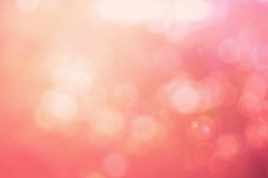 Soyut bulanık turuncu renk ve arkaplan şeftalisi, Görüntü festivali ışıkları açık hava ve pembe baloncuk odaklı desen dekorasyonu.