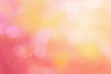 Soyut bulanık turuncu renk ve arkaplan şeftalisi, Görüntü festivali ışıkları açık hava ve pembe baloncuk odaklı desen dekorasyonu.