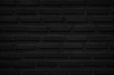 Soyut koyu tuğla duvar dokusu arka plan deseni, duvar tuğlası yüzey dokusu. Siyah renge boyanmış tuğla, eski temiz beton şebeke düzensiz, ev ya da ofis tasarımı arkaplan dekorasyonu.