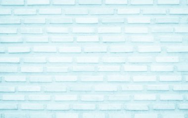 Soluk mavi boyalı tuğla duvar. Pastel, sakin, ton, arka plan. Tuğla ve taş işçiliği döşeme döşeme eski kaya deseni temiz beton ızgara düz olmayan tuğla dizayn arkaplan.