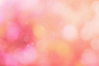 Soyut bulanık turuncu renk ve arkaplan şeftalisi, Görüntü festivali ışıkları açık hava ve pembe baloncuk odaklı desen dekorasyonu.