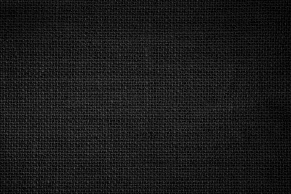 Black Fabric Canvas Texture Background Linen Dyed Black Sackcloth Woven — Fotografia de Stock