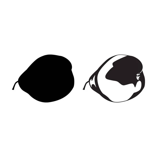 Silhouette Poire Noire Illustration Vectorielle Une Alimentation Saine Fruit — Image vectorielle
