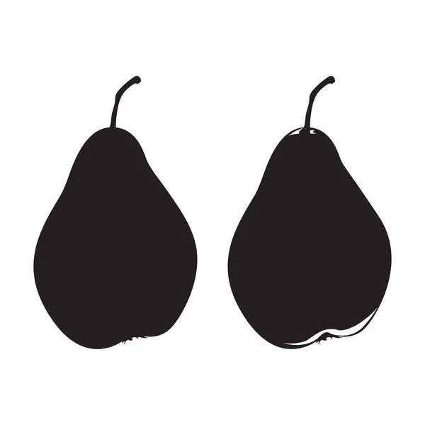 Silueta Negra Pera Ilustración Vectorial Dieta Saludable Fruta — Archivo Imágenes Vectoriales
