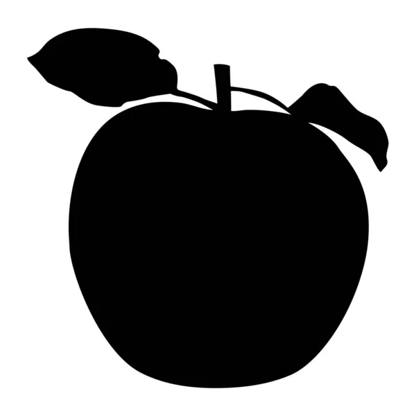 Apple Schwarze Silhouette Vektorillustration Gesunde Ernährung Obst — Stockvektor