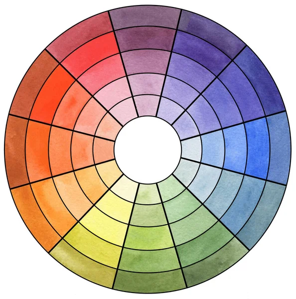 Roda de cor aquarela. Espectro aquarela desenhado à mão — Fotografia de Stock