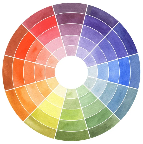 Колесо кольорів акварелі. Спектр ручного малювання акварелі — стокове фото