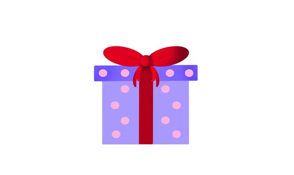 Подарочные Коробки Фиолетовой Польки Красной Лентой Нарисованной Белом Фоне Продажа — стоковое фото