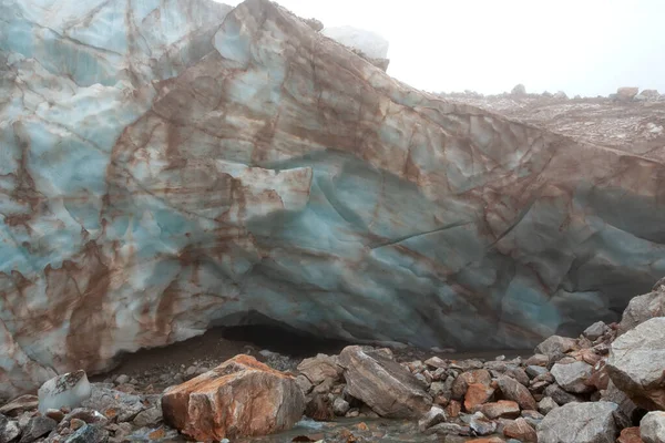 Shaurtu Bergsglaciärens Isvägg Kabardino Balkar Republiken Kaukasus — Stockfoto