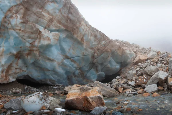 Pared Hielo Del Glaciar Montaña Shaurtu República Kabardino Balcánica Cáucaso —  Fotos de Stock