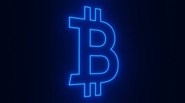 Bitcoin sembolü neon işareti, 3 boyutlu biçimlendirme