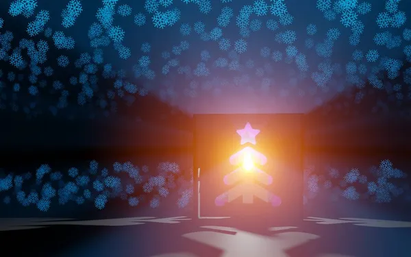 Świeca noworoczna z choinką - świerk i płatki śniegu, renderowanie 3D — Zdjęcie stockowe