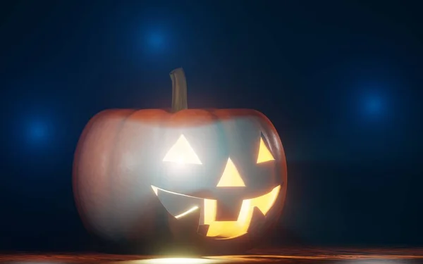 Halloween dynia z mistycznych świateł w nocy, renderowania 3D — Zdjęcie stockowe