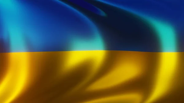 Ukrainian flag, close up waving flag of Ukraine. flag symbol, 3d rendering — Stock Photo, Image