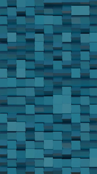 Aqua färgad bakgrund gjord av kuber, vertikal, 3D-rendering. — Stockfoto