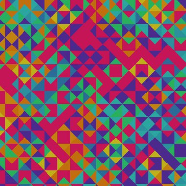 Renkli geometrik doku - kareler ve üçgenler, enerjik, sihirli renk şeması