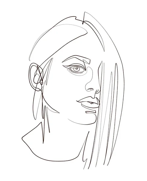 Woman Face Close Continuous Line — 스톡 사진