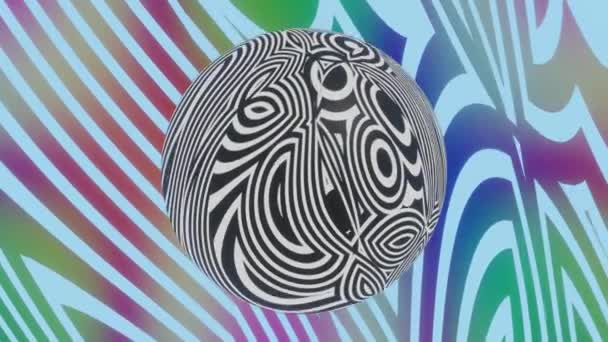 Boucle Transparente Mouvement Psychédélique Sphère Hypnotique Sur Texture Déformée Motifs — Video
