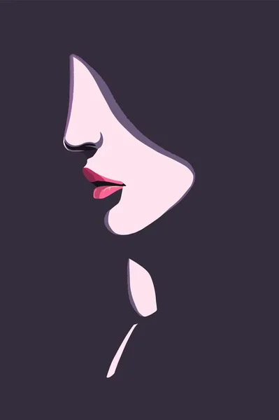 Perfil Minimalista Mujer Jugando Con Luz Sombra Ilustración Moda Vectorial — Vector de stock