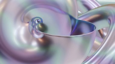 sentetik inci aromalı holografik yanardöner kabuklu soyut bileşim, 3 boyutlu.