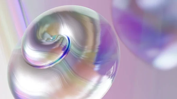 sentetik inci aromalı holografik yanardöner kabuklu soyut bileşim, 3 boyutlu.