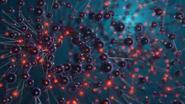 Życie Mikroskopowe Cząsteczka Organiczna Płynie Renderowanie Struktura Molekularna Kul Atomów — Wideo stockowe