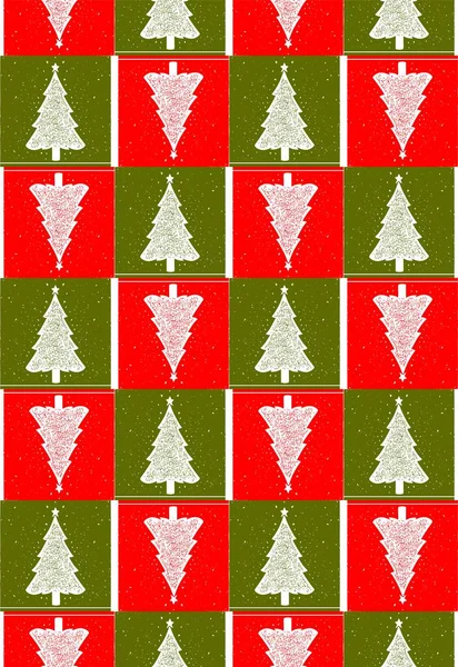 Ornamento Vettoriale Senza Soluzione Continuità Carino Modello Alberi Natale — Vettoriale Stock