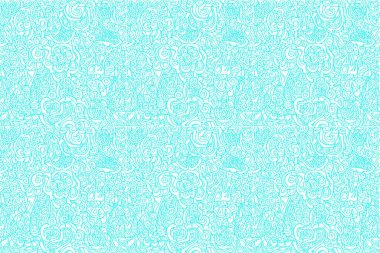 Elle çizilmiş kusursuz çizgili sanat desenleri çiçek açan çiçekler, açık mavi renkli kitap çizgileri sanat tarzı.