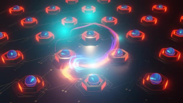 Ordinateur Quantique Intérieur Calcul Quantique Superposition Enchevêtrement États Qubits Représentés — Video