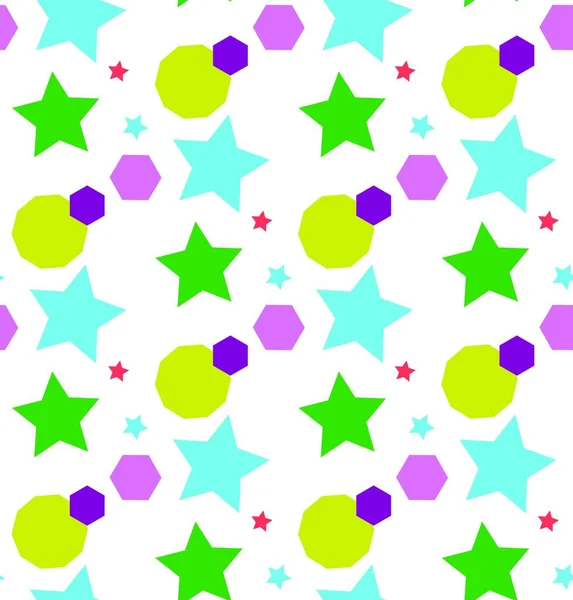 Patrón Inconsútil Hecho Estrellas Coloridas Divertidas — Vector de stock