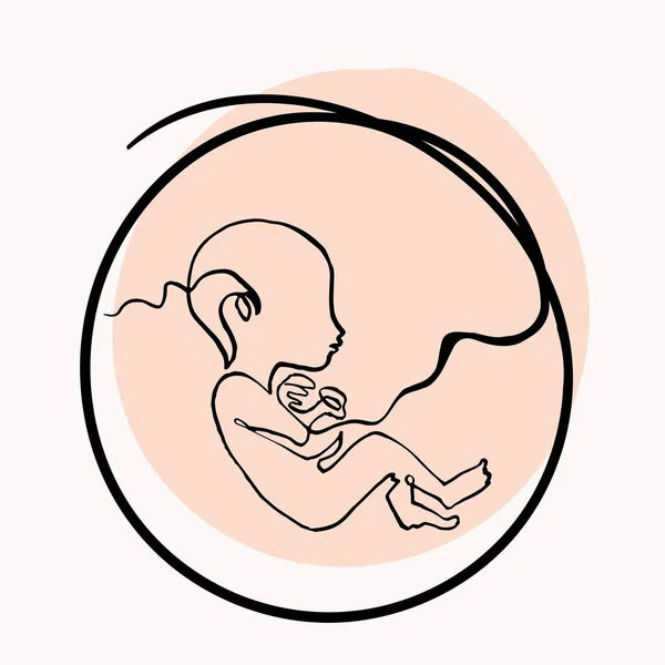 Säugling Mutterleib Einzeilige Zeichnung — Stockvektor