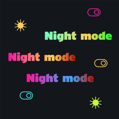 Gradyan metin - Gece kipi, koyu arkaplanda gökkuşağı biçimi