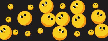 Şablon ve emoji. Vektör çizgi film illüstrasyonu