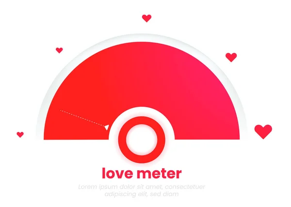 Το διάγραμμα του μετρητή αγάπης. Το ρομαντικό infographic με την καρδιά. Το minimal template design σε κόκκινο χρώμα για 14 Φεβρουαρίου ή την ημέρα του Αγίου Βαλεντίνου . — Διανυσματικό Αρχείο