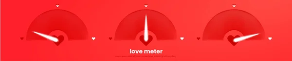 러브 미터 차트요. 심장을 가진 로맨틱 인포 그래픽. 2 월 14 일이나 발렌틴의 날에 가장 작은 붉은 색의 템플릿 디자인 . — 스톡 벡터