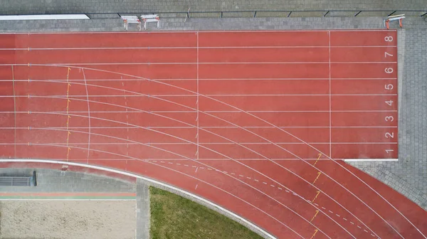 Stadionbahn Für Lauf Und Leichtathletik Wettbewerbe Neues Laufband Aus Synthetischem — Stockfoto