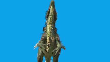 Tüylü Dinozor Trex Saldırısı Mavi Ekran 3B Canlandırma 4K