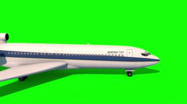 Uçak Boeing 727 Yeşil Ekran 3D Canlandırma