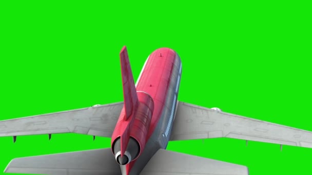 Flygplan Airliner Sky Clouds Grön Skärm Tillbaka Rendering Animation — Stockvideo