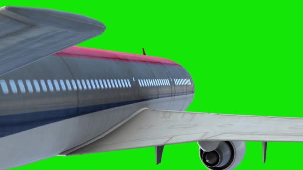Lentokone Lentokone Sky Pilvet Vihreä Ruutu Takaisin Sulje Renderöinti Animaatio — kuvapankkivideo